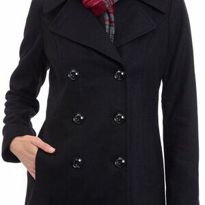 Double Breasted Wool Blend Peacoat Plus Size Classic Elegant Chic Winter